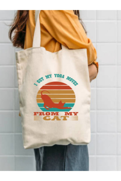Cat's Yoga Tasarımlı Tote Bag Bez Çanta