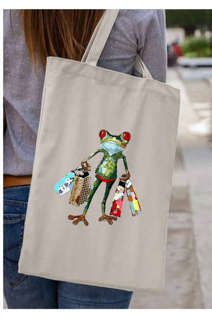 Frog - Kurbağa Alışveriş Tote Bag Bez Çanta