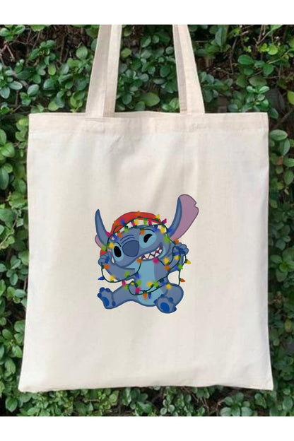 Stitch Yılbaşı Christmas Yeniyıl Hediyelik Tote Bag Bez Çanta