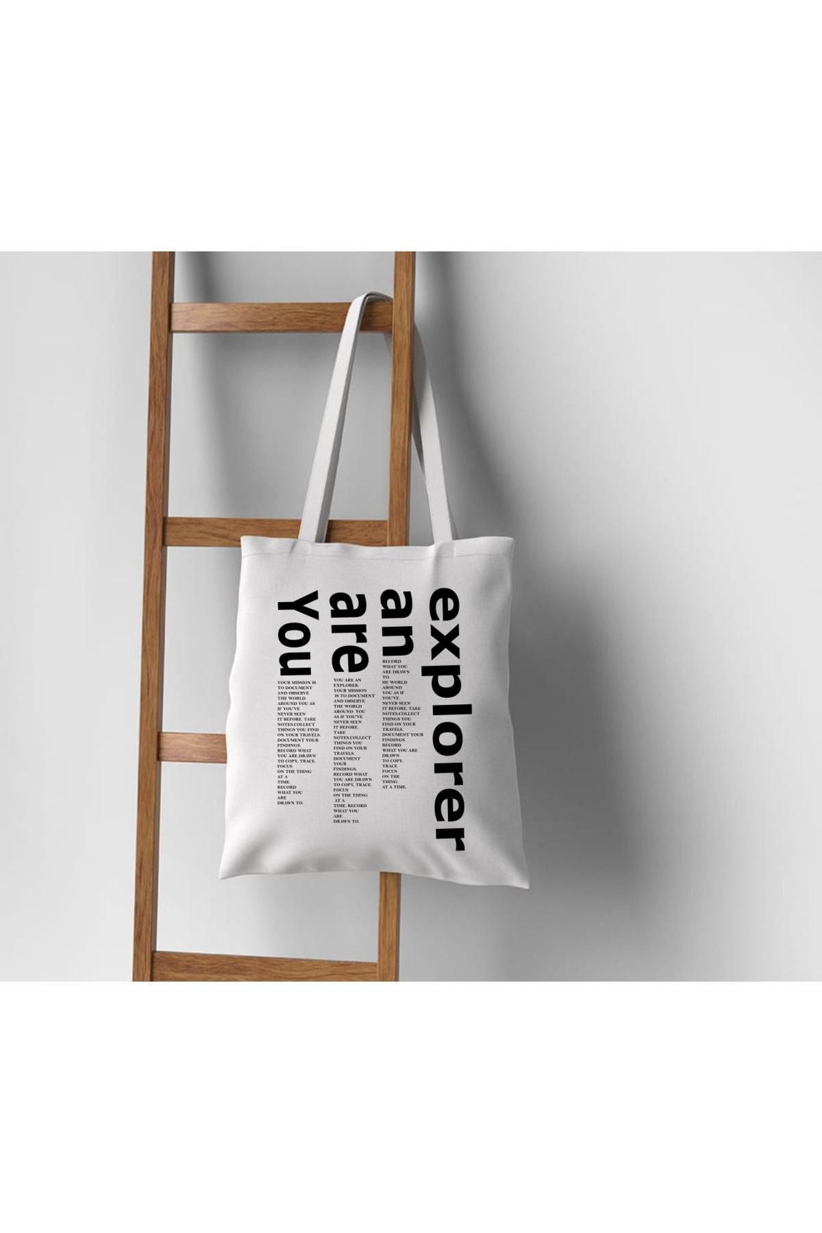 You are an explorer tasarım beyaz kalın bez çanta tote bag krem kanvas çanta %100 pamuk 35x40 cm tote bag