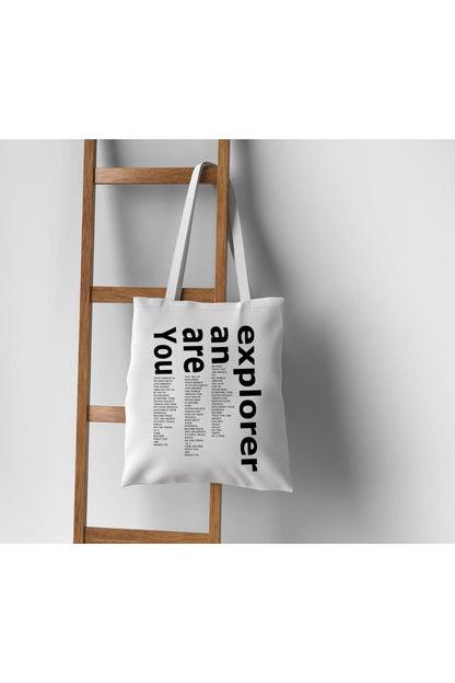 You are an explorer tasarım beyaz kalın bez çanta tote bag krem kanvas çanta %100 pamuk 35x40 cm tote bag