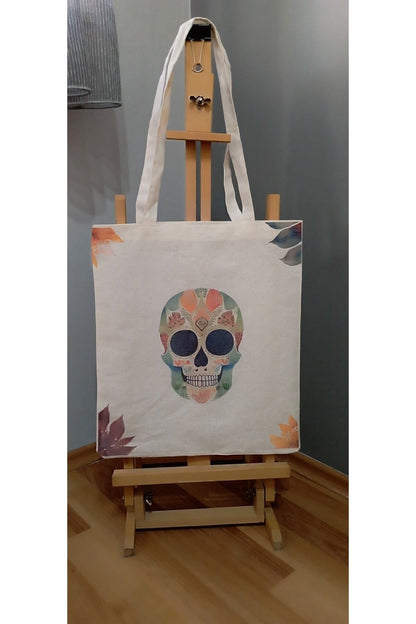 Skull Unique Art, Kurukafa Tasarım Tote Bag Bez Çanta