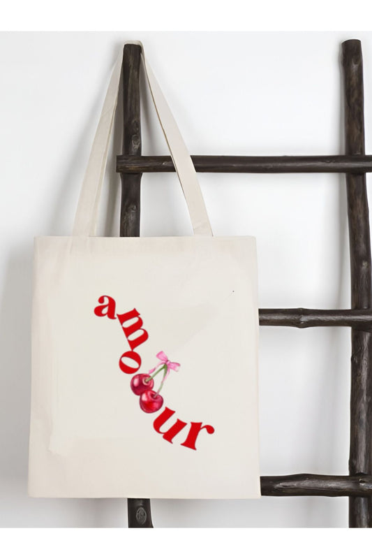 Y2K Cherry Coquette Pinterest Kiraz Retro Unisex Ham Bez Çanta tasarımlı ham bez çanta minimalist pinterest modeli