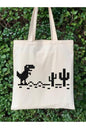 T-rex Game Pixel Tasarım Tote Bag Bez Çanta