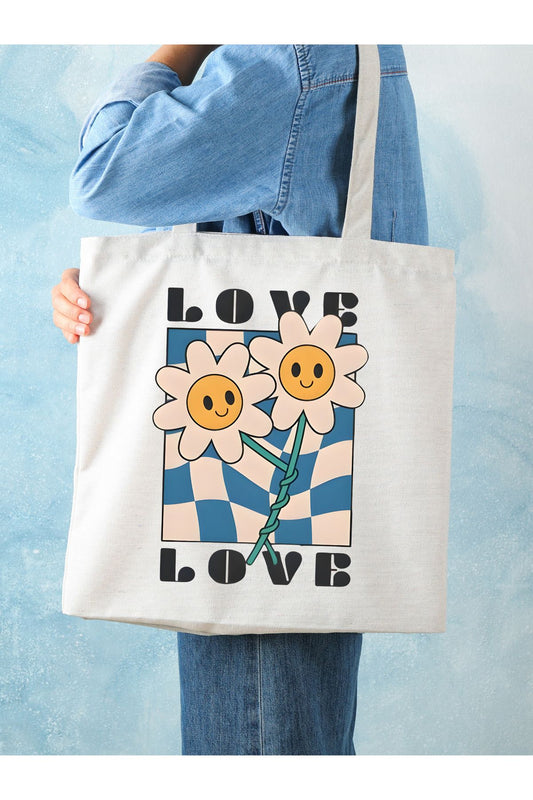 Papatya Love Tasarım Tote Bag Bez Çanta