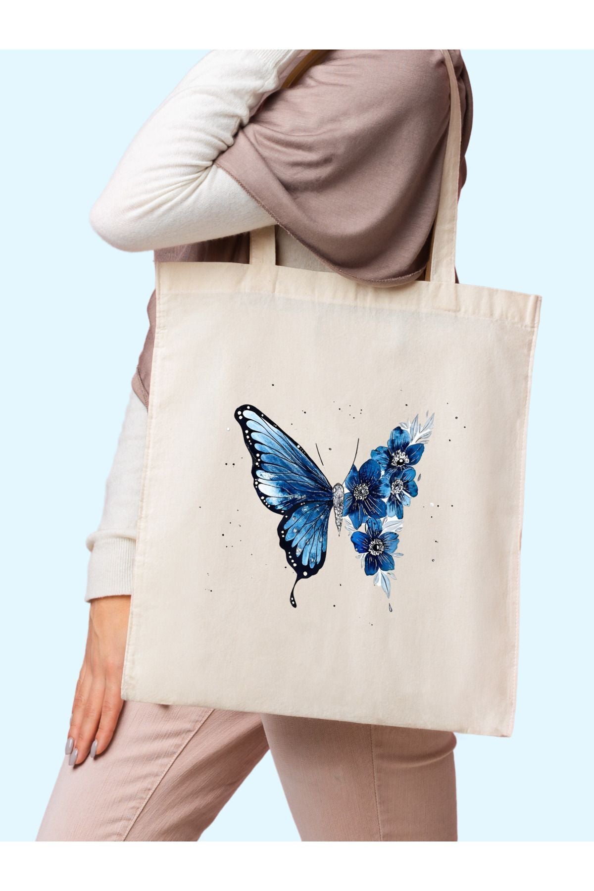Butterfly Kelebek Ham Bez Çanta tasarımlı ham bez çanta minimalist pinterest modeli