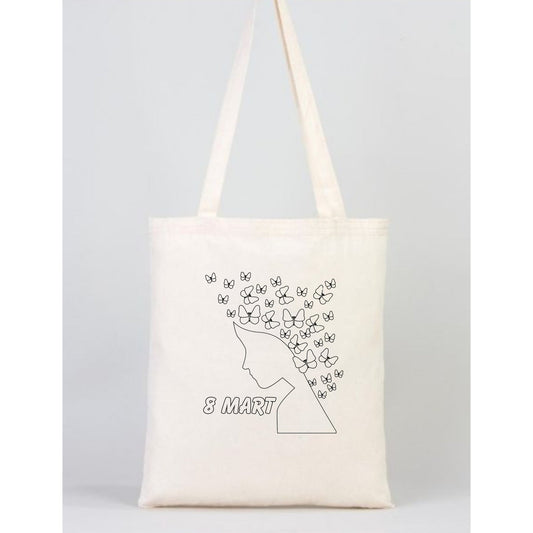 Tote Bag krem kanvas çanta %100 pamuk 35x40 cm tote bag