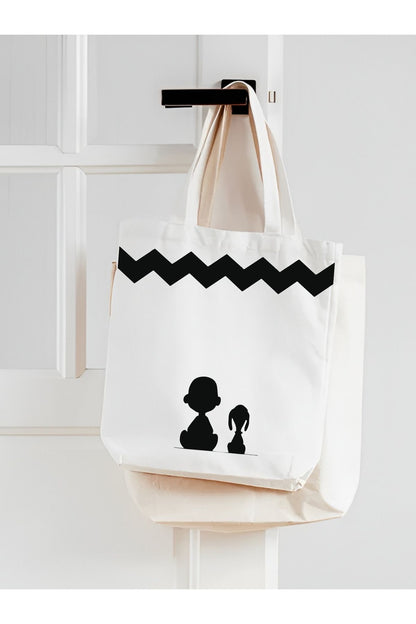 Charlie Brown Tasarım Motto Tote Bag, Kalın, Bez Çanta, Omuz Çanta, Kitap Çantası, Shopper Bag