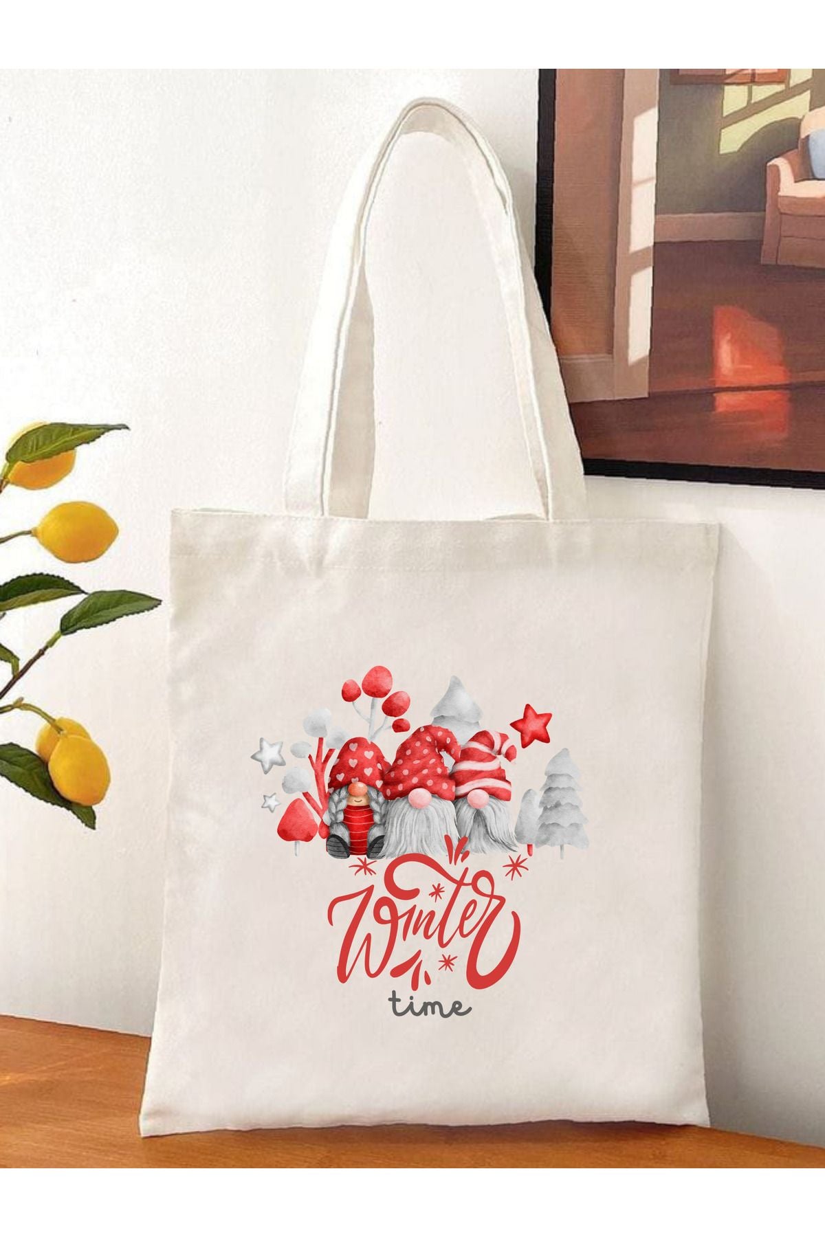 Tote Bag krem kanvas çanta %100 pamuk 35x40 cm tote bag