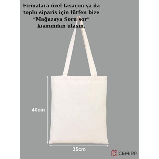 Tote Bag krem kanvas çanta %100 pamuk 35x40 cm tote bag