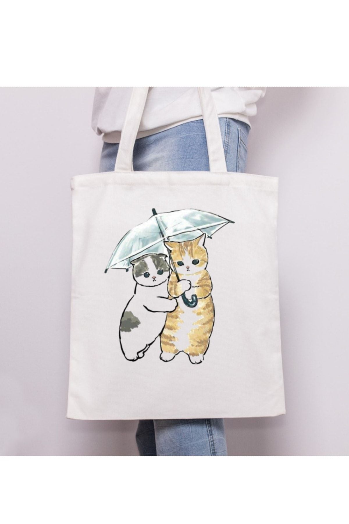 Sevimli Kediler Sevgili Hediye Tote Bag Bez Çanta