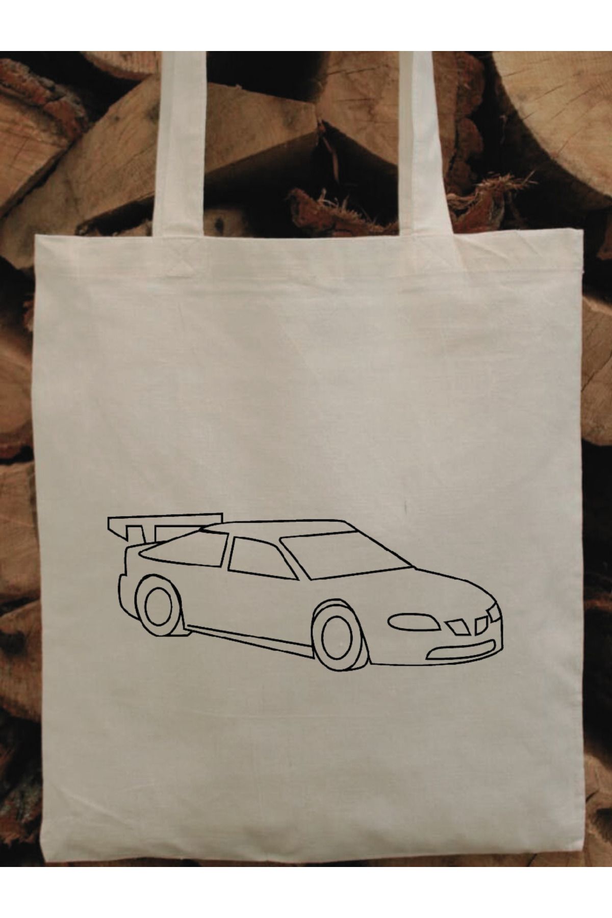 Arabalı Çocuk Boyama Çantası, Anaokulu Boyama Bez Çanta Tote Bag