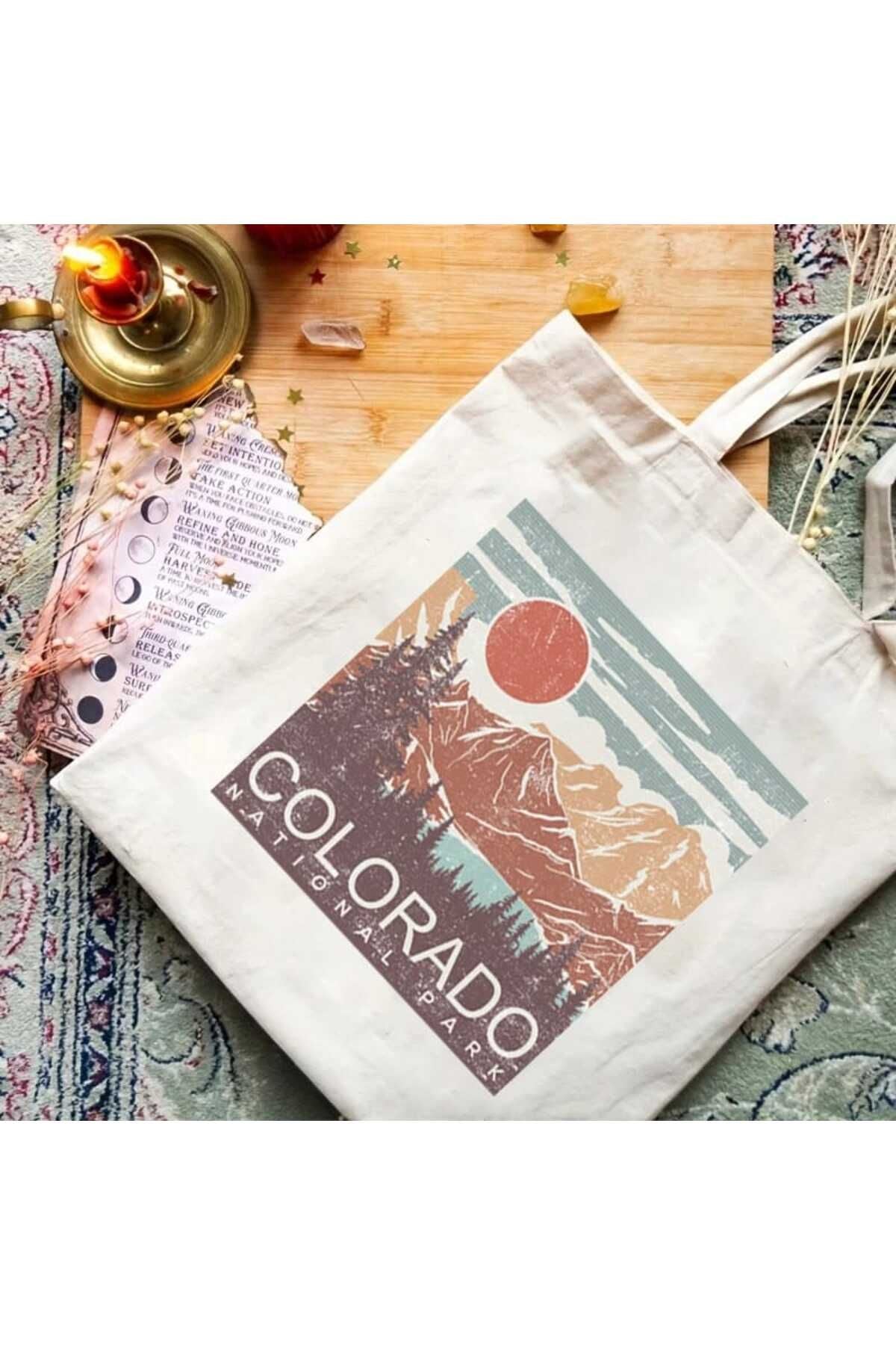 Colorado Tasarım Milli Park Kitap Çantası, Tote Bag, Bez Çanta, Alışveriş Çantası