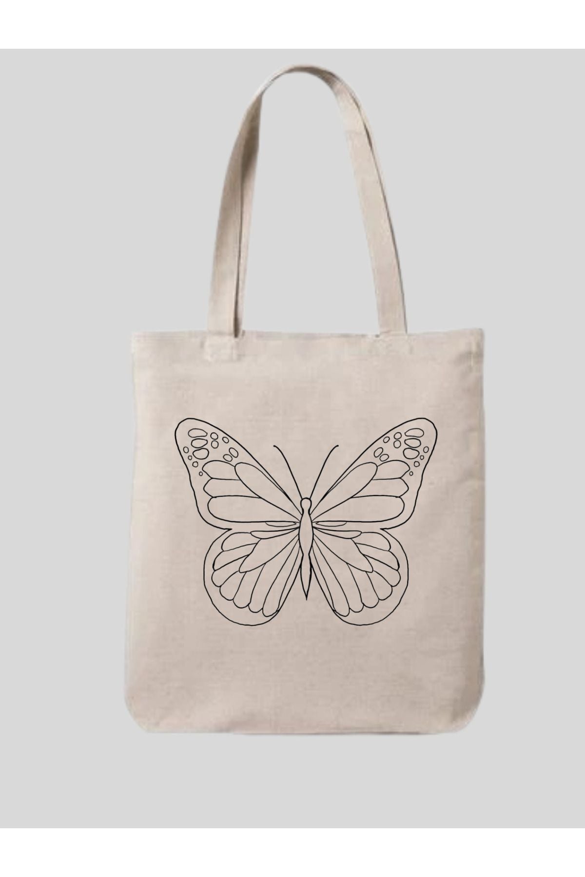Mandala Kelebek Boyama Çantası Hobi 35*40 cm Ham Bez Çanta Boyama