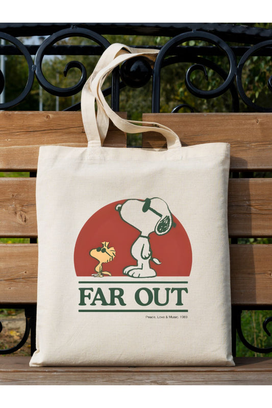 Snoopy Far Out Tote Bag Bez Çanta