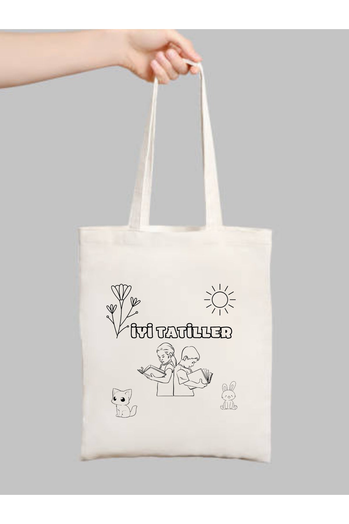 Tote Bag krem kanvas çanta %100 pamuk 35x40 cm tote bag