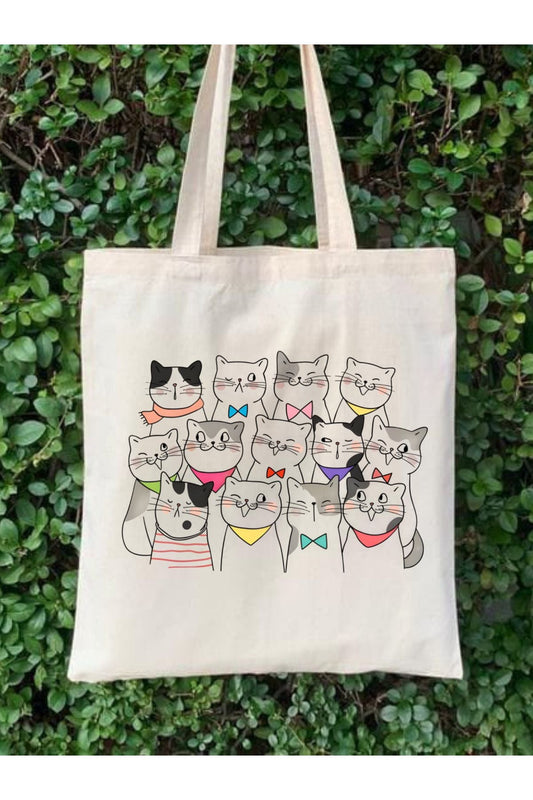 Funny Cat Kedi Tasarım Ham Bez Çanta – 35x40 cm