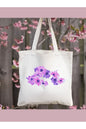 Mor Çiçek Menekşe Tote Bag Bez Çanta