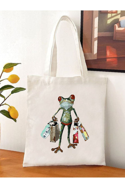 Frog - Kurbağa Alışveriş Tote Bag Bez Çanta