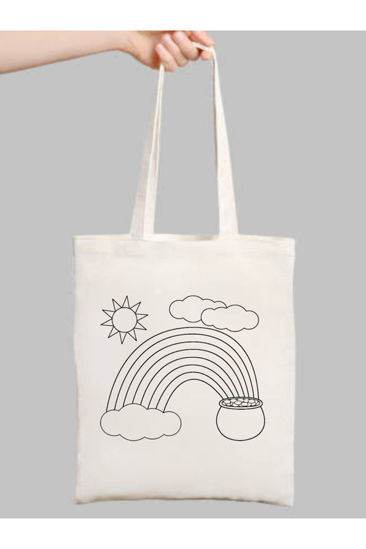 Gökkusagi Çocuk Boyama Çantasi krem kanvas çanta %100 pamuk 35x40 cm tote bag
