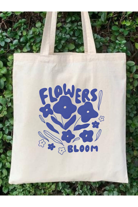 Flowers Bloom Tote Bag Bez Çanta