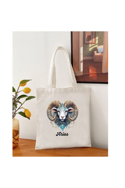 Koç Burcu Hediye Çanta - Aries Zodiac Sign Tote Bag Bez Çanta