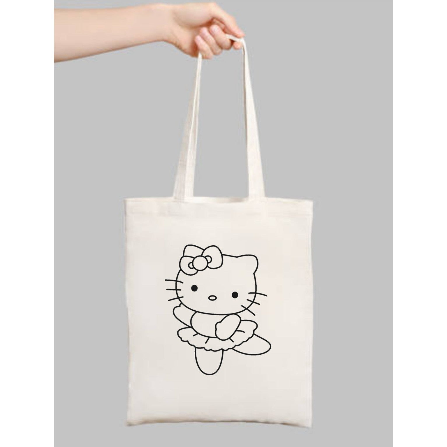 Hello Kitty Boyama Çantasi krem kanvas çanta %100 pamuk 35x40 cm tote bag