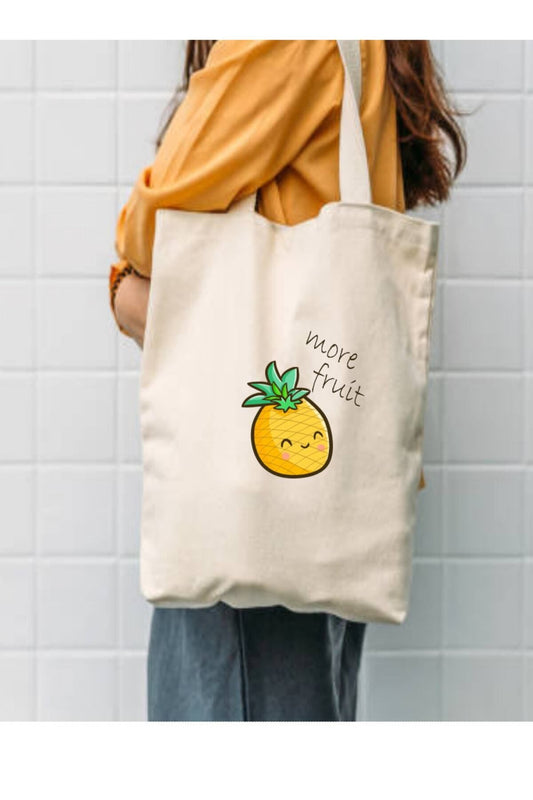 Ananas Pineapple Tasarımlı Ham Bez Çanta – 35x40 cm