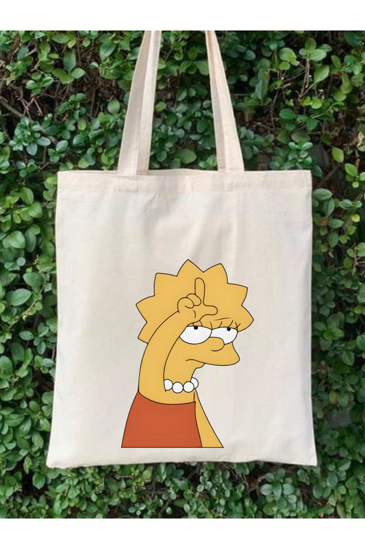 Lisa Simpson Tasarım Tote Bag Bez Çanta
