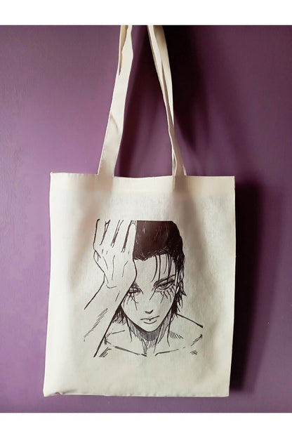 Eren Yeager Anime Shingeki No Kyojin Tote Bag Bez Çanta