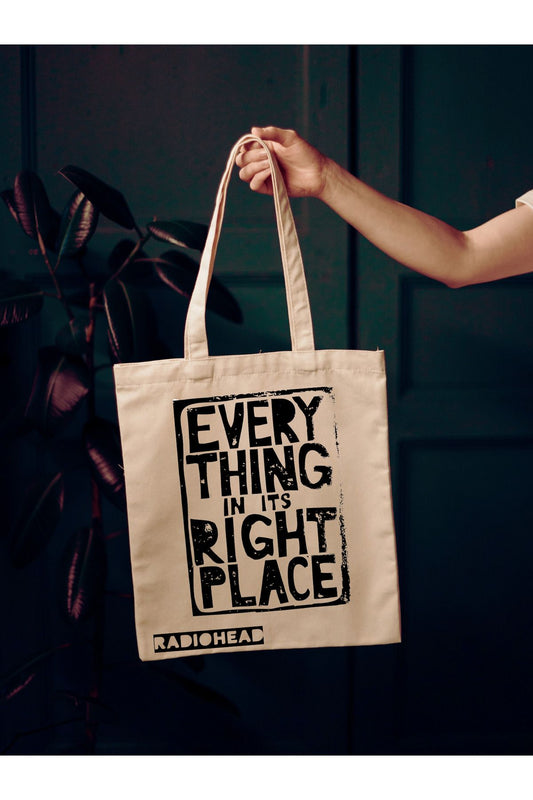 Radiohead Every Thing In Its Right Place Tasarımlı Ham Bez Çanta tasarımlı ham bez çanta minimalist pinterest modeli