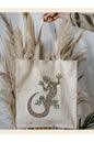 Psychedelic Trance Kertenkele Tote Bag Bez Çanta