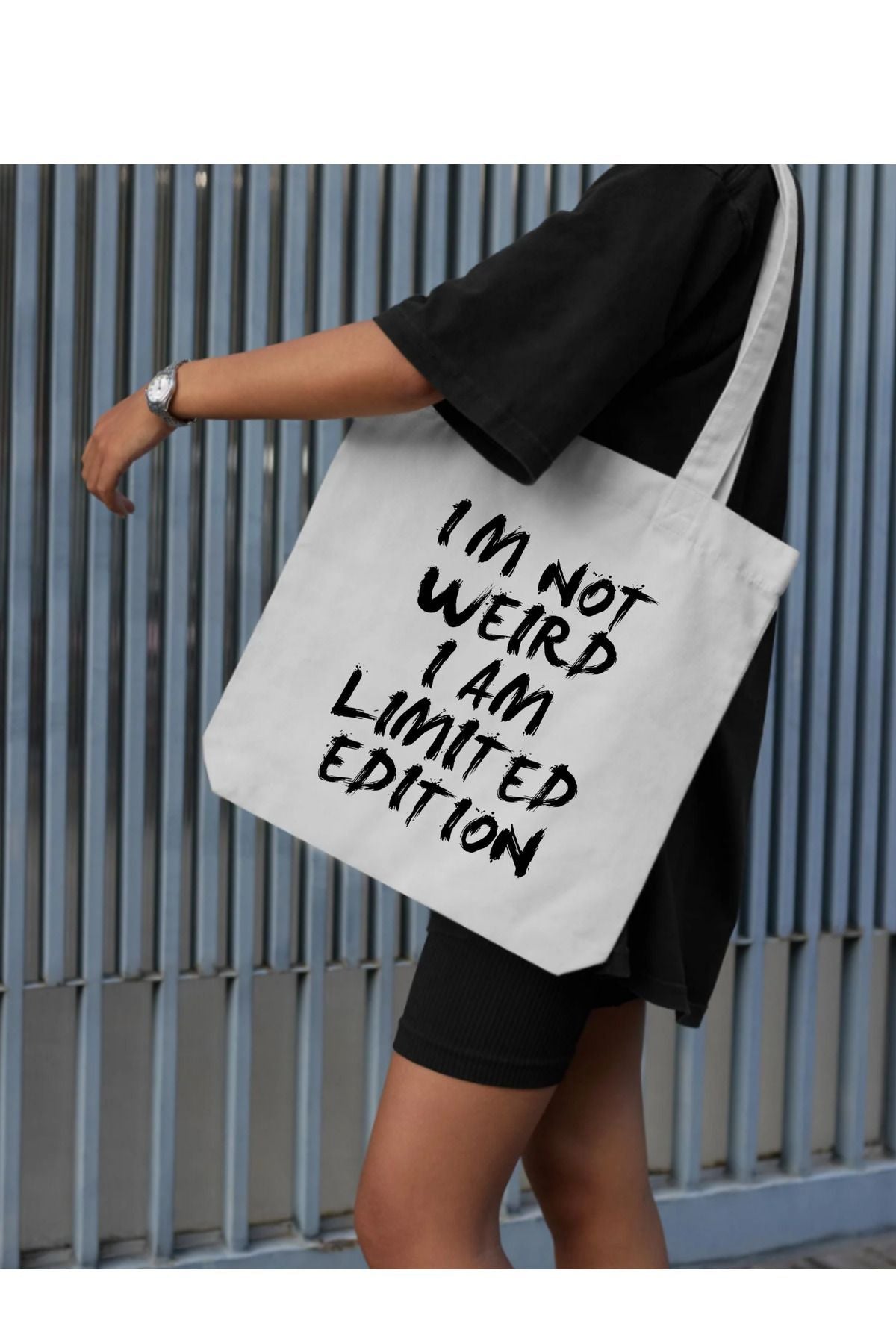 I am Limited Edition Motto Tasarım Tote Bag Bez Çanta, Kol Omuz Çantası Kalın Kanvas