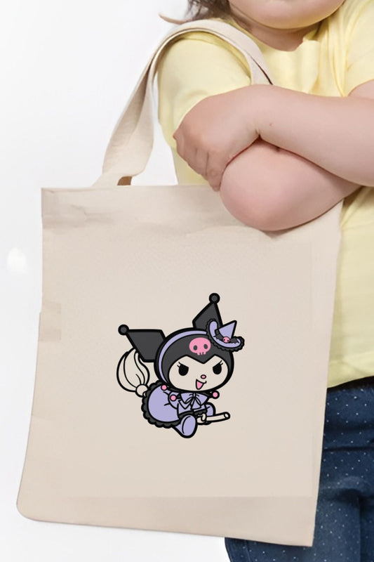 Kawaii Kuromi Tasarım Çocuk Çantası, Oyuncak Çantası, Kitap Çantası, Tote Bag Bez Çanta