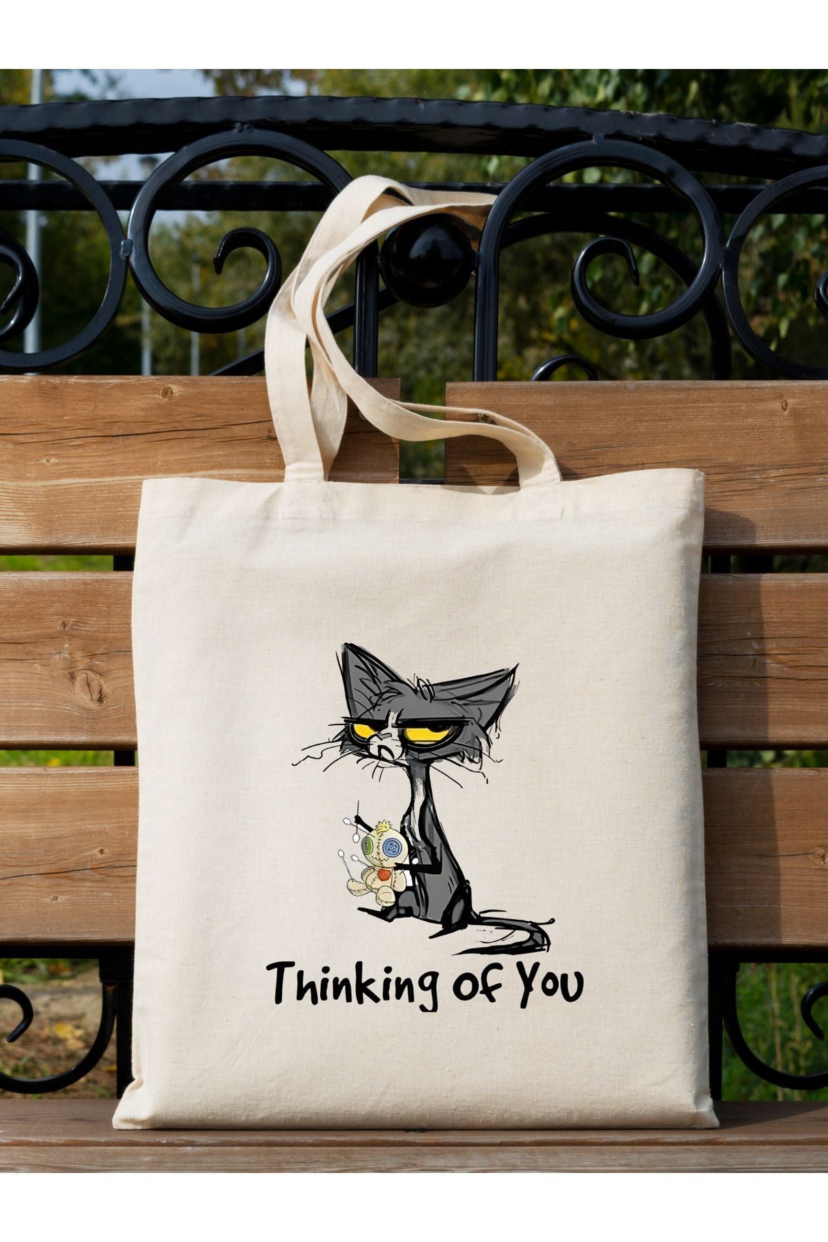 Thinking Of You, Cat Tasarım Tote Bag Bez Çanta