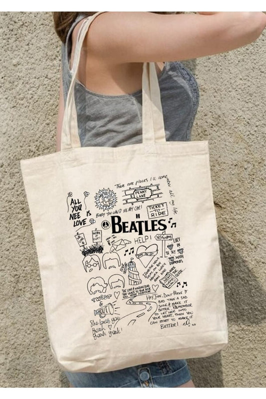 The Beatles Art Tote Bag Bez Çanta Omuz Çantası