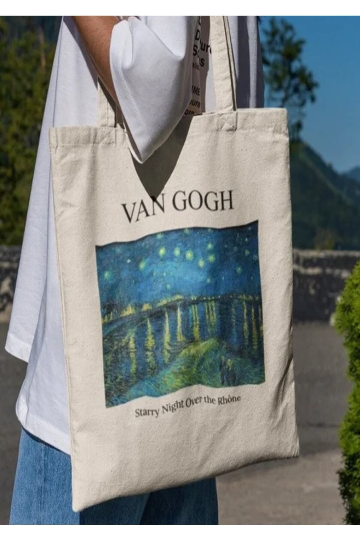 Van Gogh Starry Night Over The Rhone Tasarımlı Tote Bag Bez Çanta