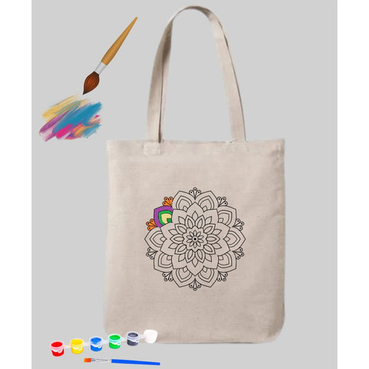 Mandala Boyama Çantası Hobi 35*40 cm Hediye krem kanvas çanta %100 pamuk 35x40 cm tote bag