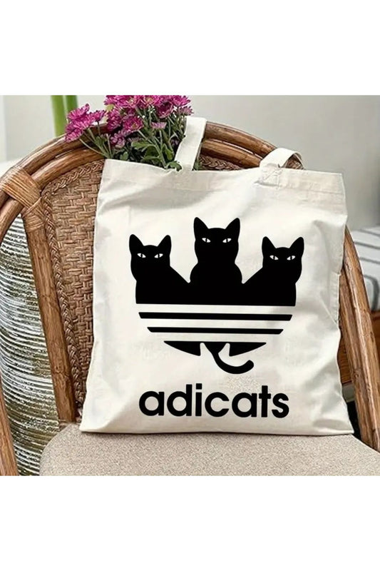 Adicats Tasarım, Tote Bag, Kalın, Bez Çanta, Omuz Çanta, Kedi Tasarım Kanvas Çanta