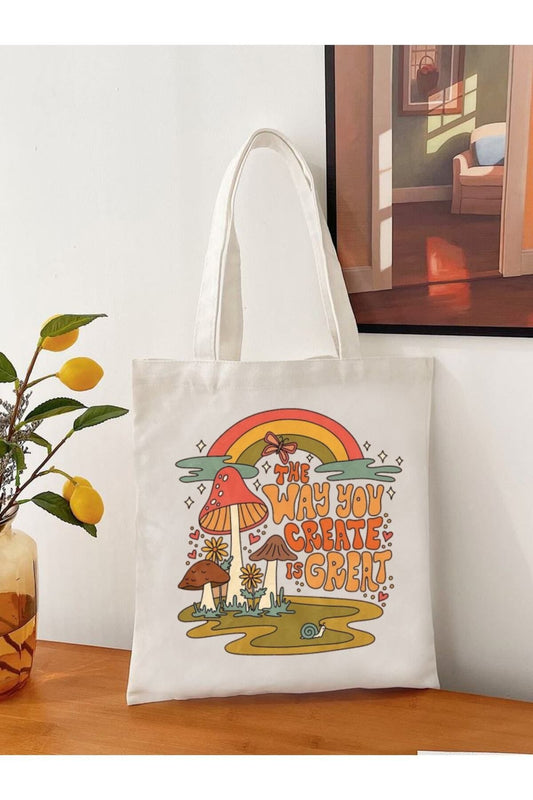 Mushroom Mantar Tasarım Tote Bag Bez Çanta