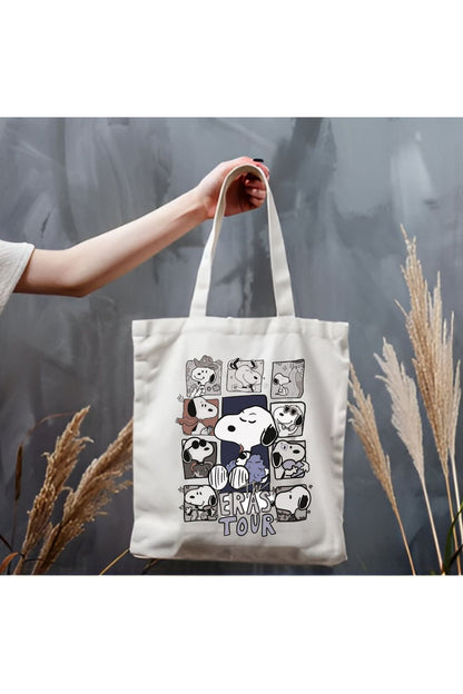 Snoopy Eras Tour Tasarım Tote Bag, Kalın, Bez Çanta, Omuz Çanta, Manga Çanta, Anime Çanta