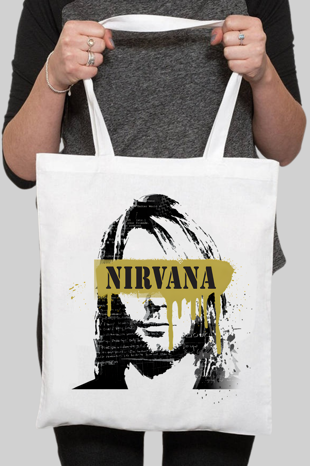 Nirvana Kurt Cobain Kalın Su Geçirmez Bez Tote Bag Kanvas Omuz Çantası