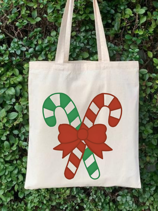 Candy Cane Şeker Kamışı Yılbaşı Ham Bez Çanta tasarımlı ham bez çanta minimalist pinterest modeli