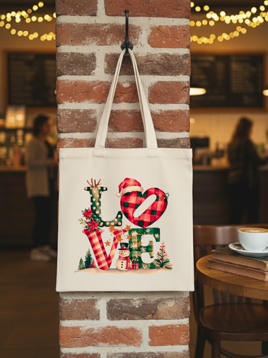 LOVE Yılbaşı Temalı Ham Bez Çanta tasarımlı ham bez çanta minimalist pinterest modeli