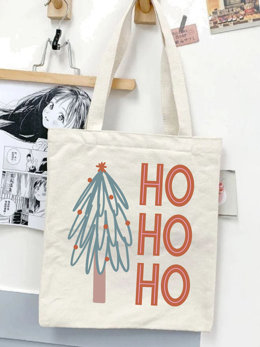 Ho Ho Ho Yılbaşı Ham Bez Çanta tasarımlı ham bez çanta minimalist pinterest modeli