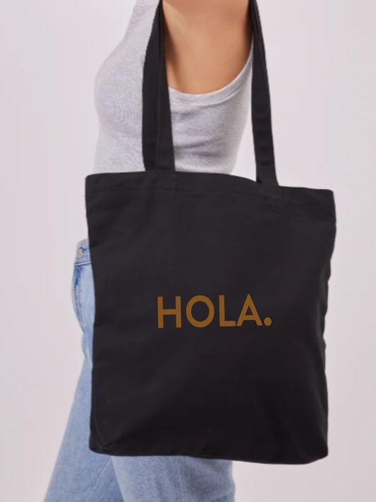 Hola Siyah Kanvas Bez Çanta – 35x40 cm