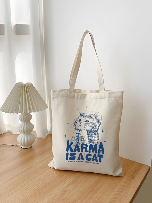 Karma Is A Cat Taylor Swift Kalın Kanvas Canvas Tote Bag Bez Çanta Pinterest Çanta