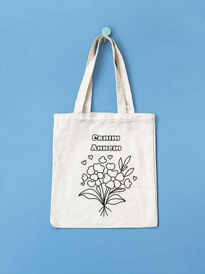 Tote Bag krem kanvas çanta %100 pamuk 35x40 cm tote bag