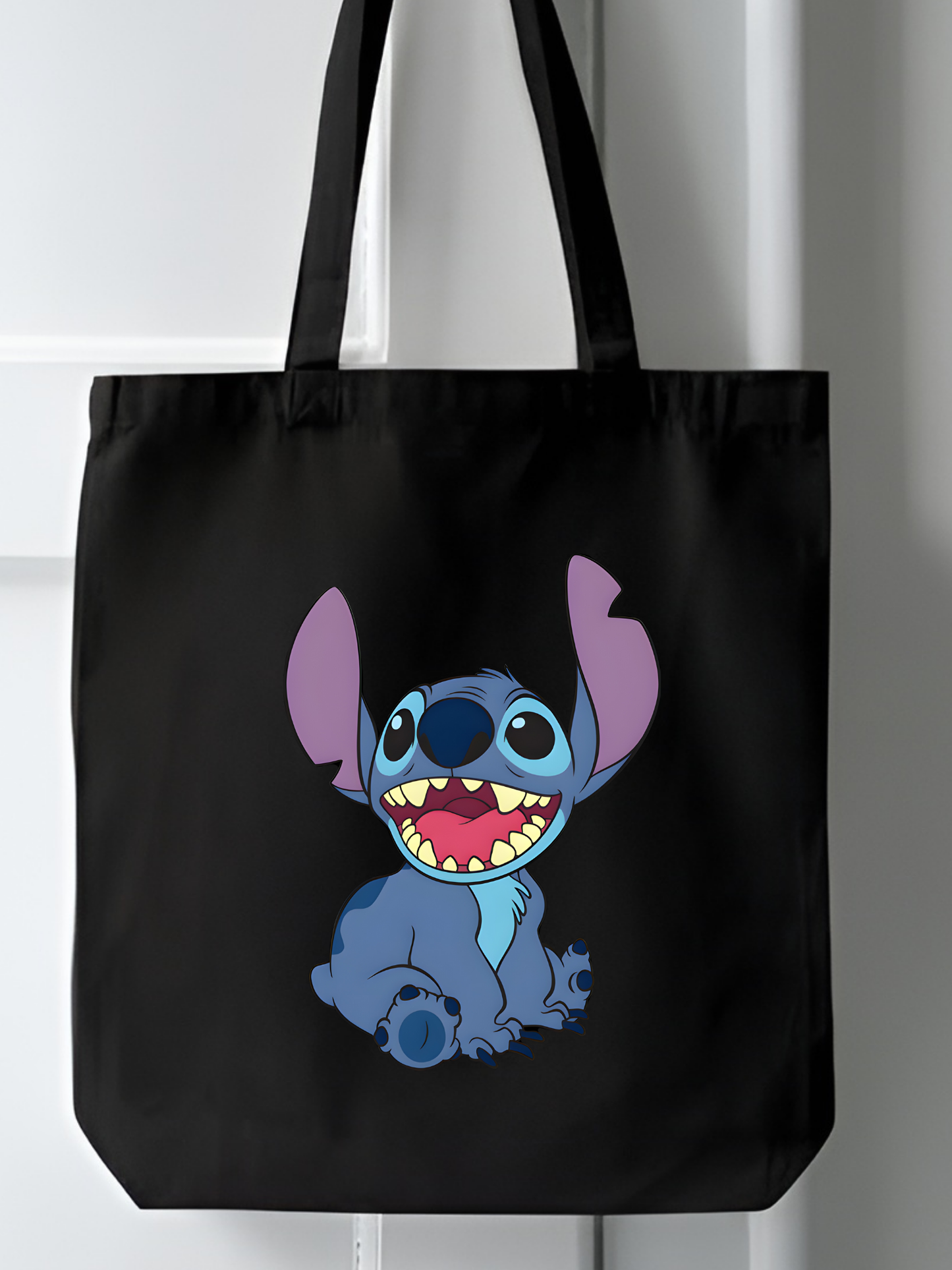 Stitch Tote Bag Bez Çanta Siyah Keten Kalın Bez Çanta Tote Bag Kanvas Omuz Çantası, Shopper Bag