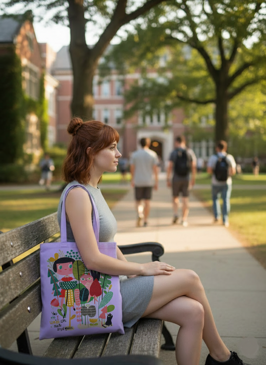 Design Art Lila Kanvas Bez Çanta – 35x40 cm